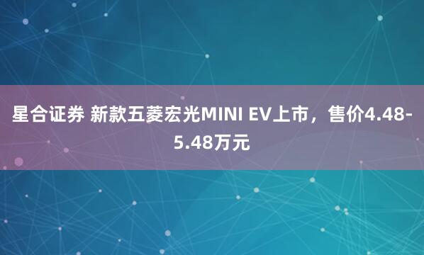 星合证券 新款五菱宏光MINI EV上市，售价4.48-5.48万元